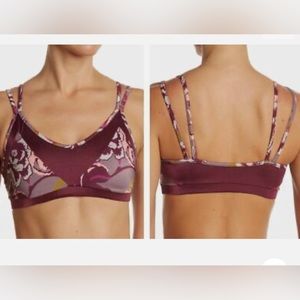 EUC Maaji Vienna Balcony low impact maroon burgundy floral print sport bra M
